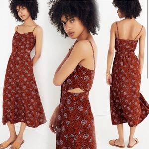 Madewell Cut Out Midi Dress in Warm Paisley